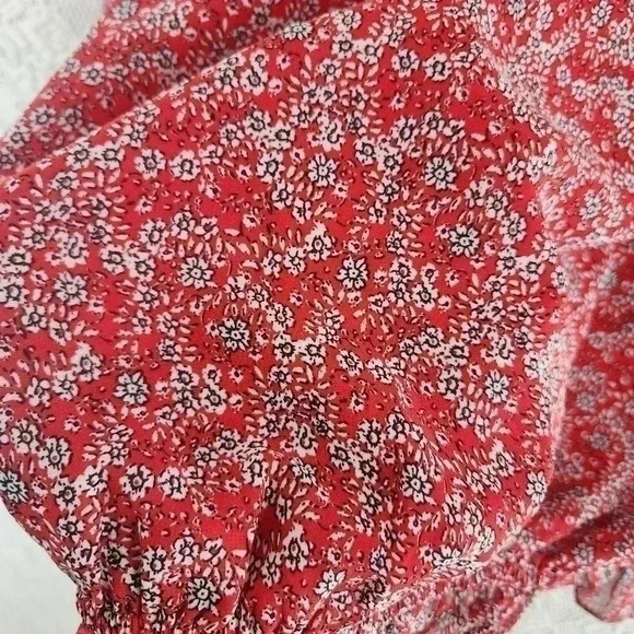 Max Studio Ruffle ScoopNeck Floral Keyhole Cold Should Chiffon Blouse M - Picture 7 of 12